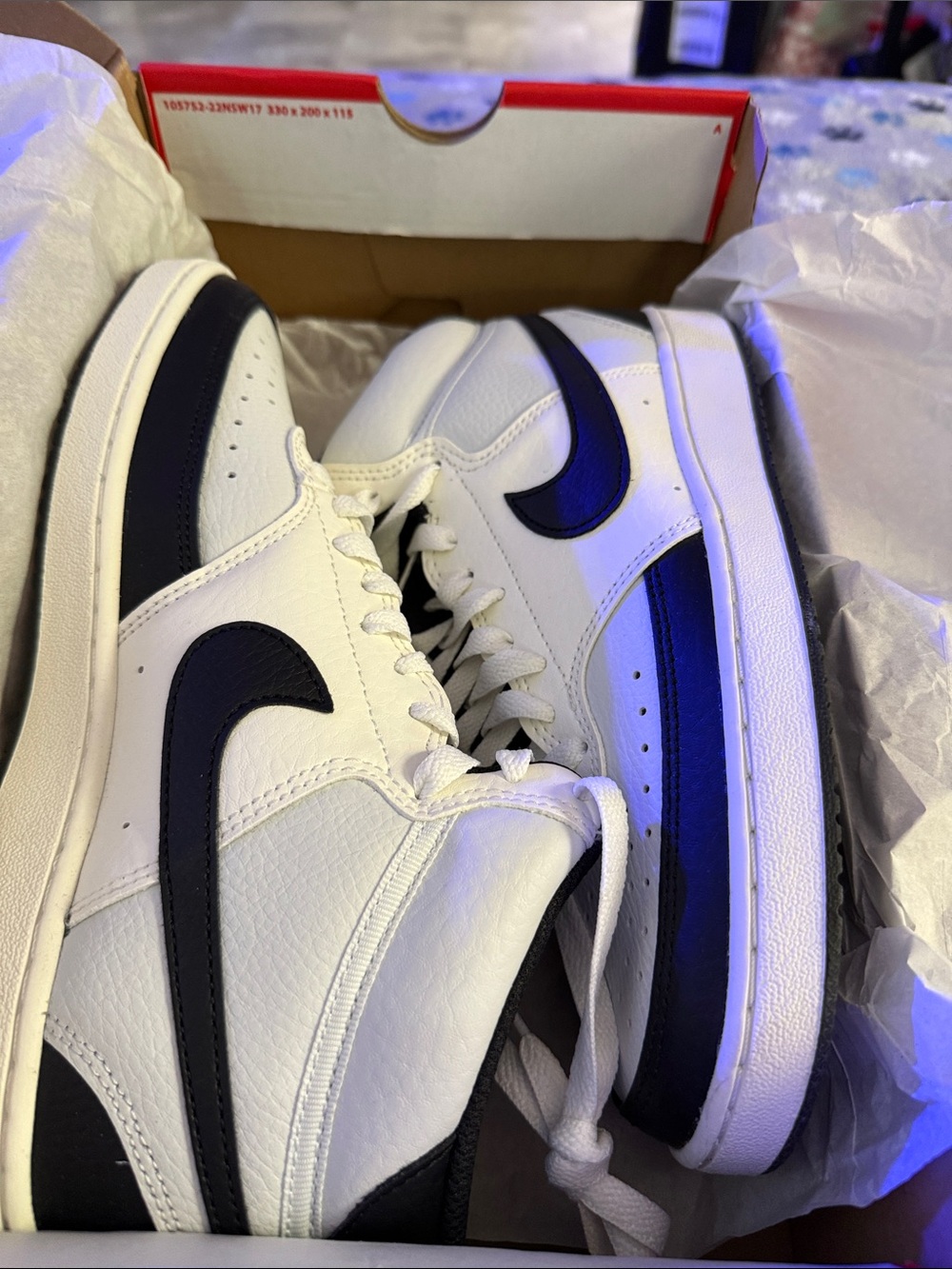 Nike White & Black Low-Top Sneakers Off White with Black.  Size 6.5 New Color.